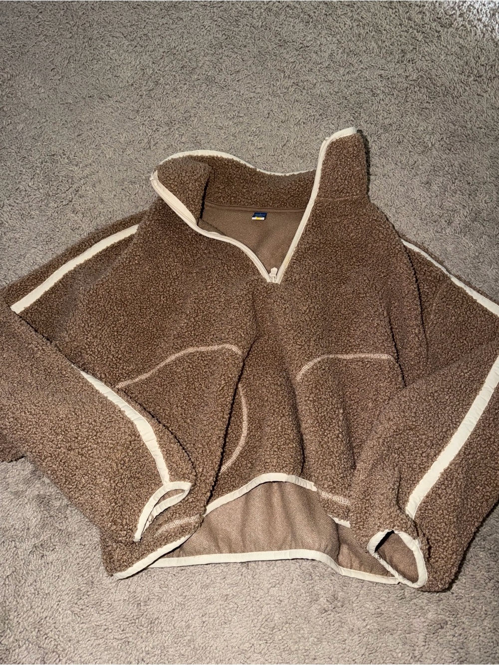 Old Navy Brown Sherpa Pullover with Cream Trim